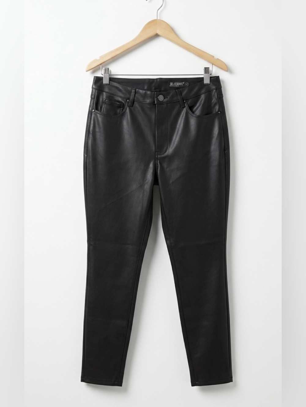 BlankNYC Black Denim Faux Vegan Leather High Waist Flattering Skinny Pants NWT - Picture 6 of 9